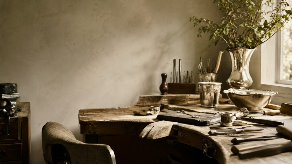 Vintage jeweller’s bench and workshop