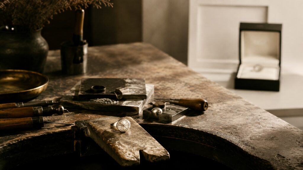 Craftsman’s bench with a signet ring