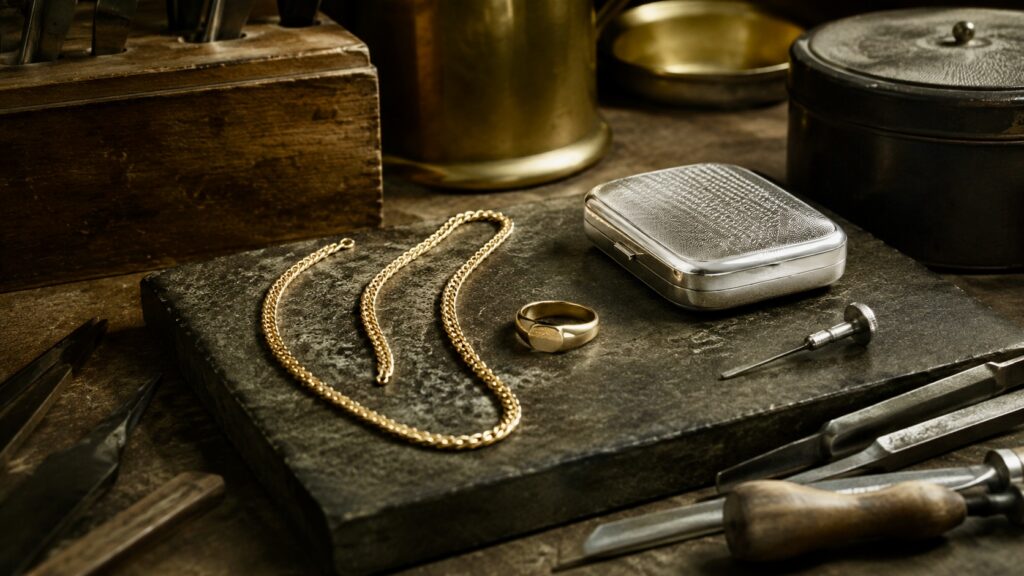 Craftsman’s gold and silver workspace